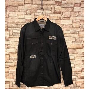 Affliction y2k black long-sleeve button-down shirt Affliction Mens Sz X Large